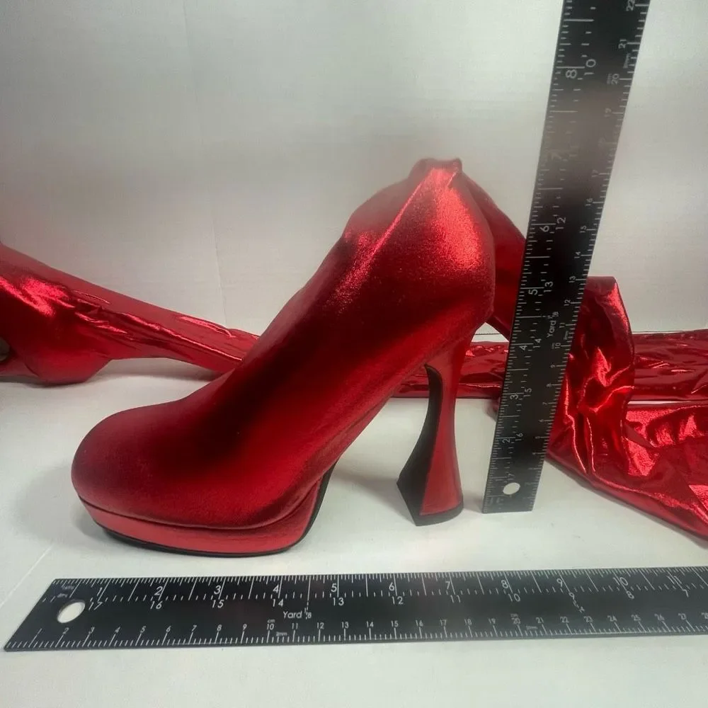 Jeffrey Campbell BNIB XS-S PANTALONES 6M platform Metallic Red Very small waist - Picture 11 of 16